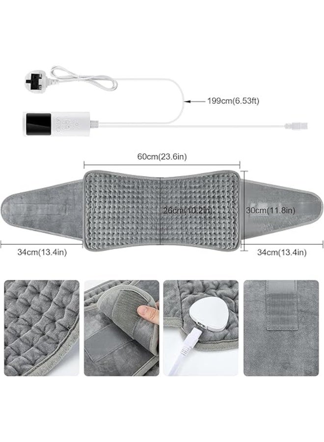 حزام تدفئة كهربائي ديجيتال لعلاج آلام الظهر والتقلصات - كمادة حرارية بـ 9 مستويات حرارة وتايمر - وسادة تدفئة كبيرة وناعمة قابلة للغسل للخصر والبطن - Image 5